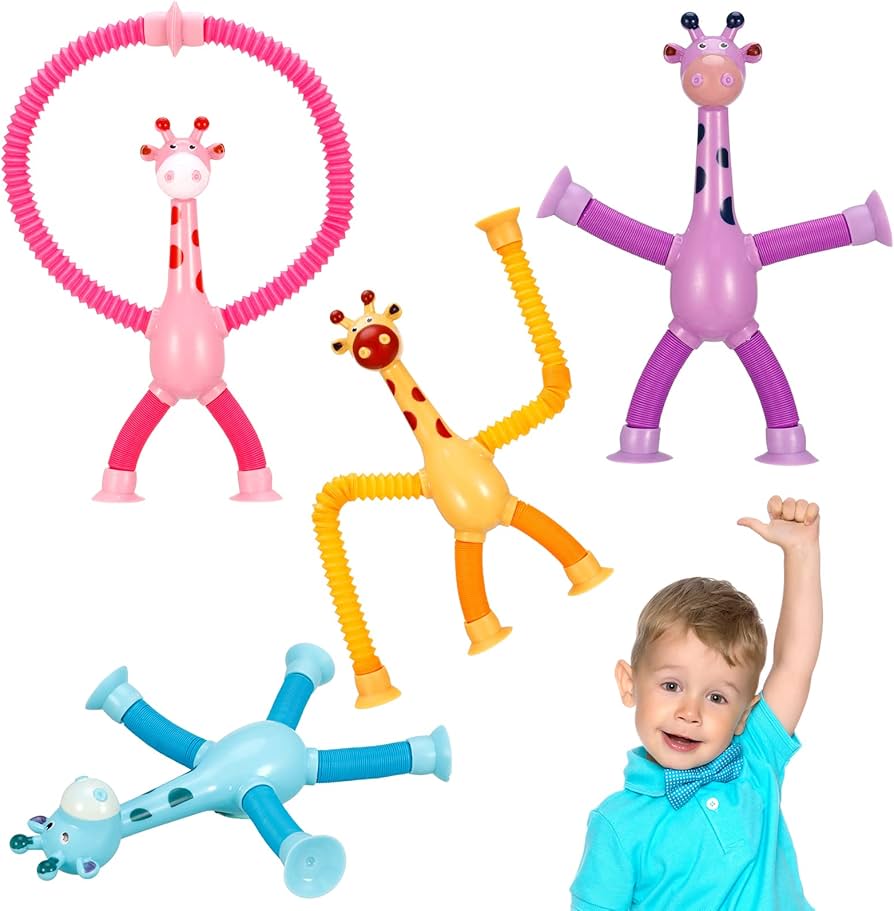 Suction Cup Pop Tube Giraffe Toys-4pcs & Dreamy Playful Daisies