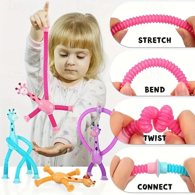Suction Cup Pop Tube Giraffe Toys-4pcs & Dreamy Playful Daisies
