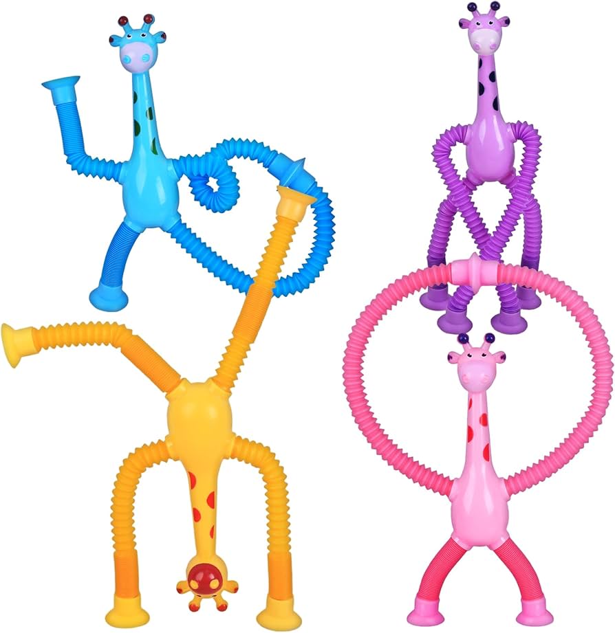 Suction Cup Pop Tube Giraffe Toys-4pcs & Dreamy Playful Daisies